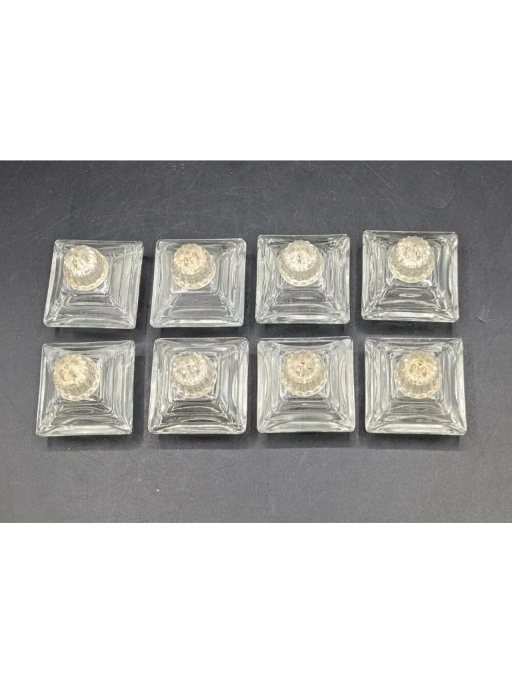 Vintage Art Deco Glass Pyramid Individual Salt Pepper Shakers Set of 8